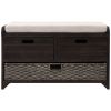 TREXM Storage Bench with Removable Basket and 2 Drawers, Fully Assembled Shoe Bench with Removable Cushion (Espresso)