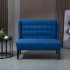 Scandinavian 2 Seater Button Tufted Loveseat Wooden Legs