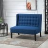 Scandinavian 2 Seater Button Tufted Loveseat Wooden Legs