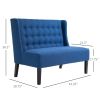 Scandinavian 2 Seater Button Tufted Loveseat Wooden Legs