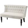 Scandinavian 2 Seater Button Tufted Loveseat Wooden Legs Cream