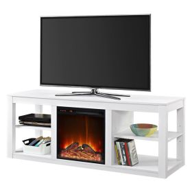 Modern 2-in-1 Electric Fireplace TV Stand (Color: White)