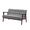 Mid-Century Modern Wood Frame Loveseat Sofa Couch with Seat/Back Cushion