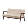 Mid-Century Modern Wood Frame Loveseat Sofa Couch with Seat/Back Cushion