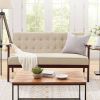 Mid-Century Modern Wood Frame Loveseat Sofa Couch with Seat/Back Cushion