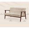 Mid-Century Modern Wood Frame Loveseat Sofa Couch with Seat/Back Cushion