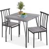 Modern 3-Piece Metal Frame Dining Set with Wood Top Table and 2 Chairs