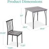 Modern 3-Piece Metal Frame Dining Set with Wood Top Table and 2 Chairs