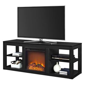 Modern 2-in-1 Electric Fireplace TV Stand (Color: Black)