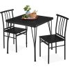 Modern 3-Piece Metal Frame Dining Set with Wood Top Table and 2 Chairs