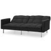 Plush Split-Back Design Convertible Linen Tufted Futon w/ 2 Pillows