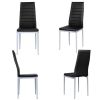 Set of 4 Modern High Back PVC Leather Dining Chairs with Metal Legs