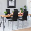 Set of 4 Modern High Back PVC Leather Dining Chairs with Metal Legs