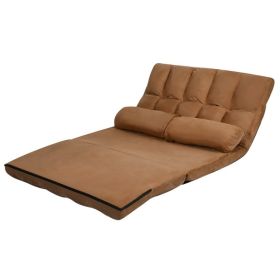 Faux Suede 5 Tilt Foldable Floor Sofa Bed with Detachable Cloth Cover (Color: Brown)