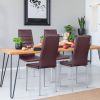 Set of 4 Modern High Back  PVC Leather Dining Chairs with Metal Legs