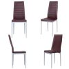 Set of 4 Modern High Back  PVC Leather Dining Chairs with Metal Legs