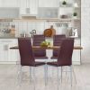 Set of 4 Modern High Back  PVC Leather Dining Chairs with Metal Legs