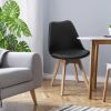 Set of 4 Modern Mid-Century Style PU Leather Dining Chairs with Wood Legs