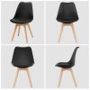 Set of 4 Modern Mid-Century Style PU Leather Dining Chairs with Wood Legs