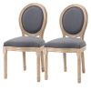 Set of 2 Vintage Upholstered Armless Curved Back Dining Chairs