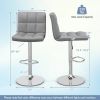 Set of 2 Modern Adjustable Height Barstools w/ Comfortable PU Leather Seat