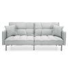 Plush Split-Back Design Convertible Linen Tufted Futon w/ 2 Pillows