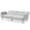 Plush Split-Back Design Convertible Linen Tufted Futon w/ 2 Pillows