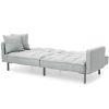 Plush Split-Back Design Convertible Linen Tufted Futon w/ 2 Pillows