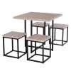 Farmhouse 5 Piece Square Steel Kitchen Dining Set