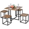 Farmhouse 5 Piece Square Steel Kitchen Dining Set