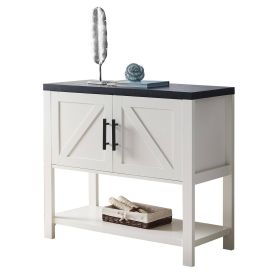 Modern 2 Drawer Wooden Storage Console Table White/Black (Color: White Black)