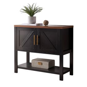 Modern 2 Drawer Wooden Storage Console Table (Color: BlackWalnut)