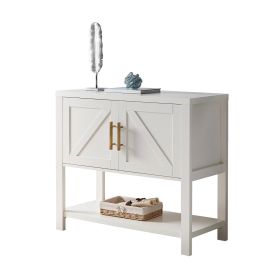 Modern 2 Drawer Wooden Storage Console Table (Color: White)