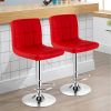 Set of 2 Modern Adjustable Height Barstools w/ Comfortable PU Leather Seat