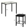 Modern 3-Piece Dining Set Faux Marble Table-Top and 2 Black Chairs Stools