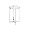 Round Cross Leg Design Coffee Side Table Nightstand with Faux Marble Top