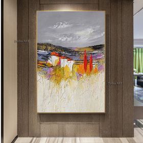 Handmade Original Colorful Textured Oil Painting on Canvas;  Large Abstract Modern Fantanstic Acrylic Painting Boho Wall Art Living Room Home Decor (size: 90X120cm)