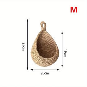 1pc Wall Hanging Basket; Bohemian Style Woven Basket; Creative Teardrop Shape Suitable For Vegetables And Fruits; Kitchen Storage Basket (Model: M)