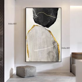 Hand-painted oil painting stone to run the porch hanging painting abstract texture light luxury living room background wall decoration painting (size: 90X120cm)