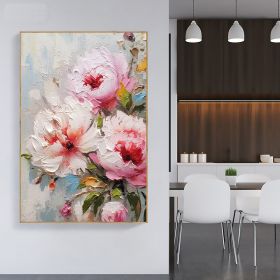 Handmade Oil Painting Original Flower Oil Painting on Canvas Large Wall Art Abstract Pink Floral Wall Art Living Room Decor Custom Painting Home Decor (style: 1, size: 100X150cm)