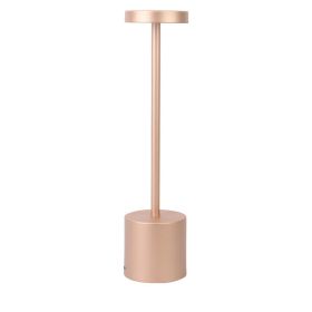 LED Waterproof Rechargeable Desk Lamp Touch Dimming Metal Table Lamps For Bar Living Room Reading Camping Light (Color: Rose gold)