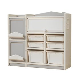 Multilayer storage,Toy picture book storage Children's floor shelf Building blocks Plastic storage cabinet Car clutter organizer basket. (Color: as Pic)