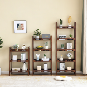 Four-tier Solid Wood Shelving Unit (Color: Walnut)