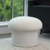 Boucle Mushroom Upholstered Storage Ottoman, Cream