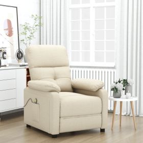 Massage Recliner Cream Fabric (Color: Cream)